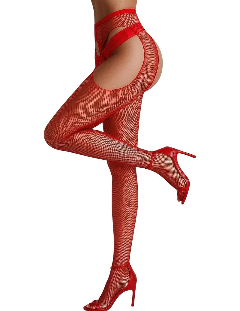 Rhinestone High Waist Fishnet Tights