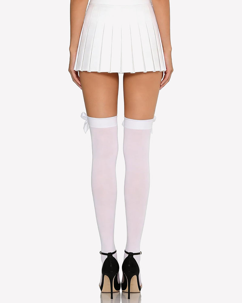 Satin Bow Thigh Highs Over Knee Long Stockings