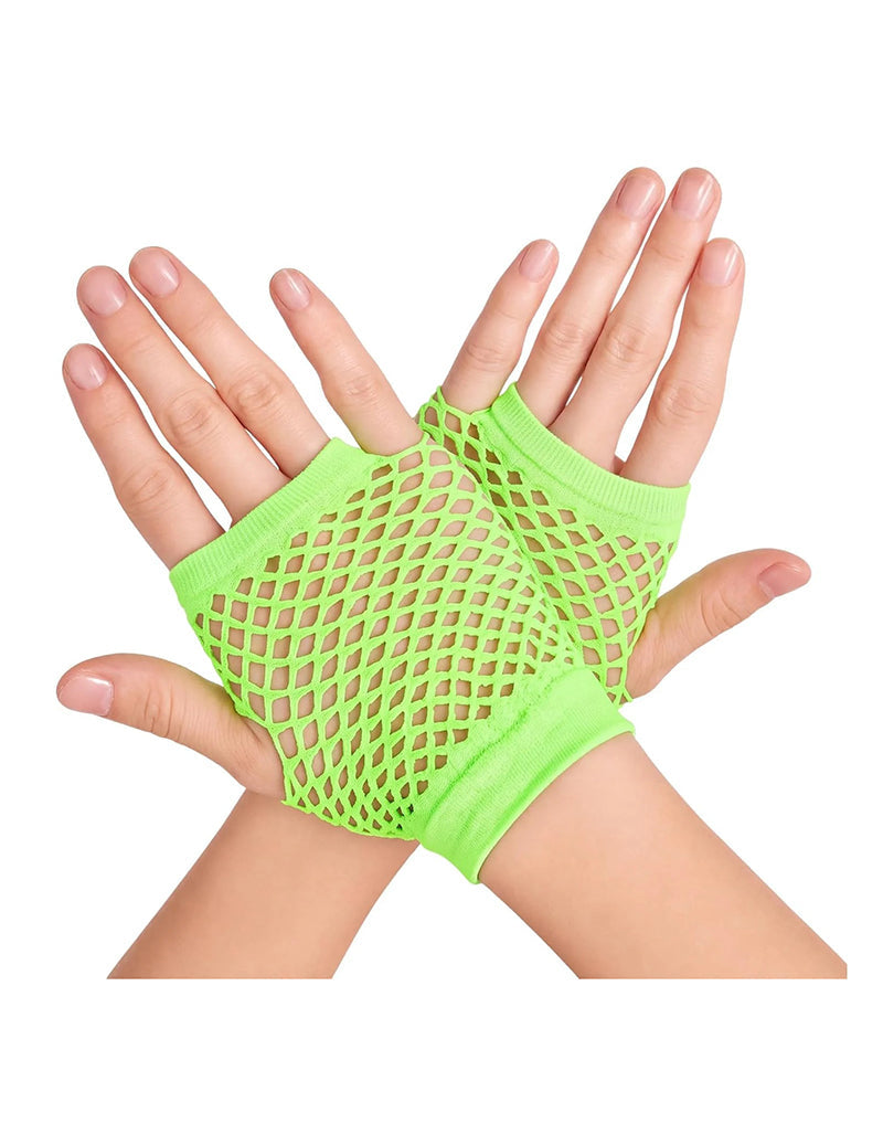 Short Fingerless Fishnet Mesh Gloves