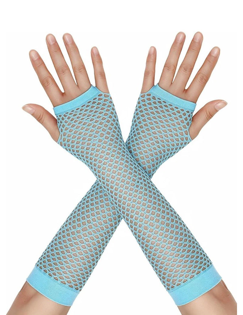 Long Fingerless Fishnet Mesh Arm Sleeve Gloves