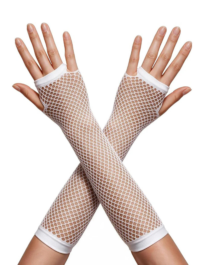 Long Fingerless Fishnet Mesh Arm Sleeve Gloves