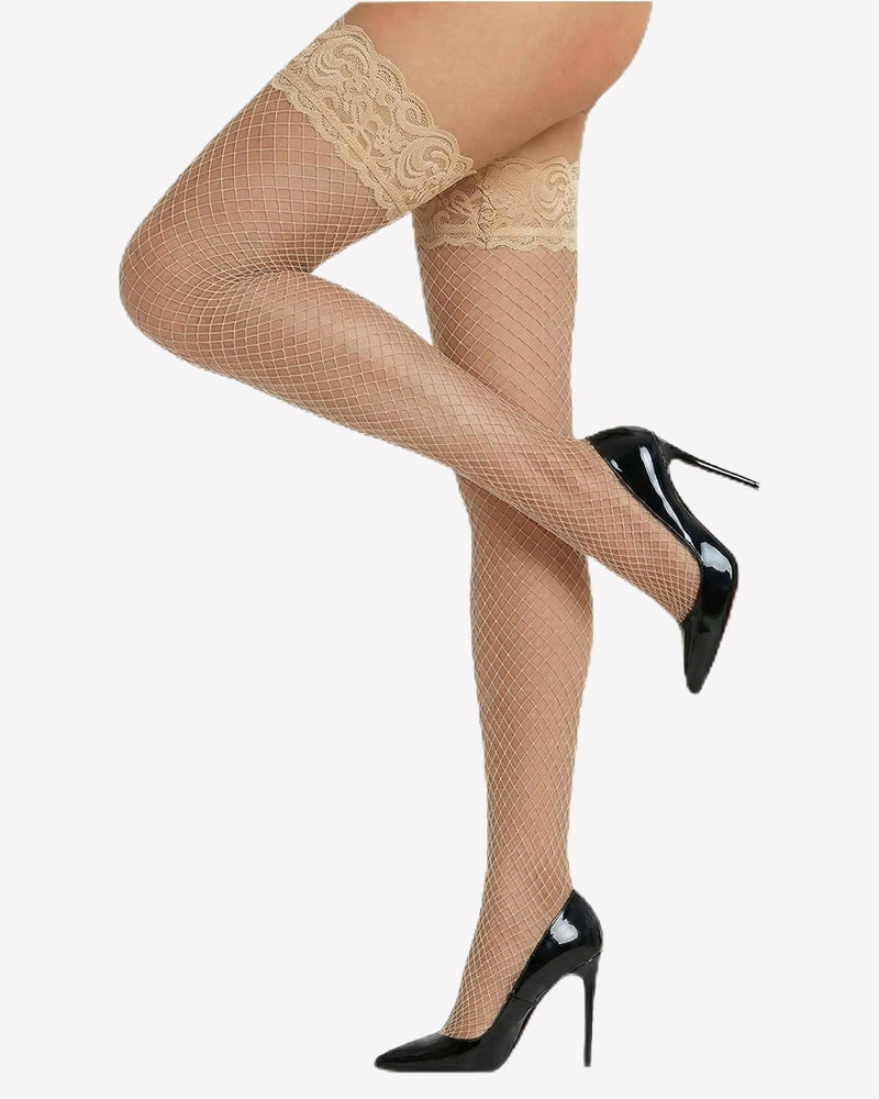 High Fishnet Stocking Lace Top Sheer Tights