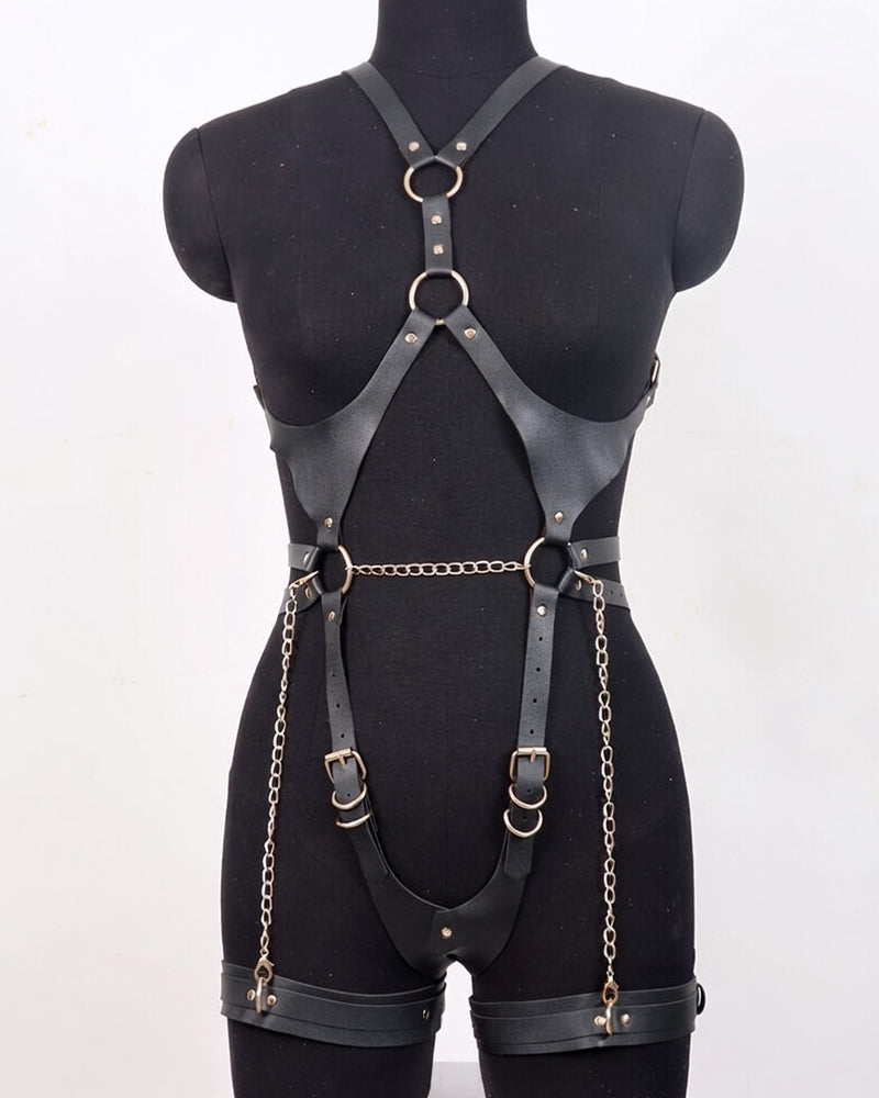 PU Leather Chain Belts Full Body Bondage