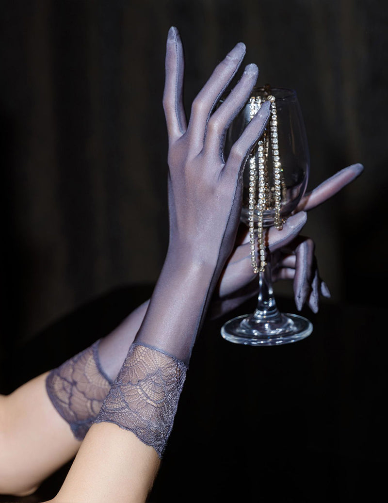 Sheer Oil-Shiny Opera Gloves
