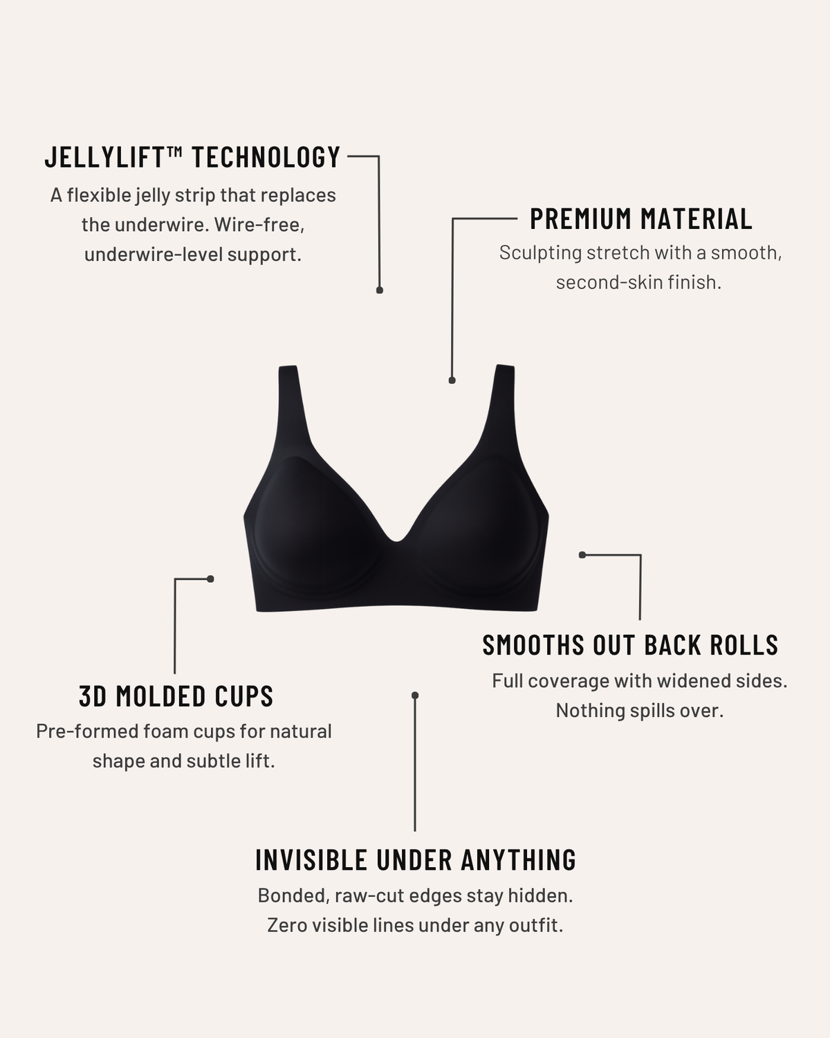 Seamless Scalloped Wireless Bra with Detail